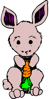 A Cartoon Rabbit Holding A Carrot
