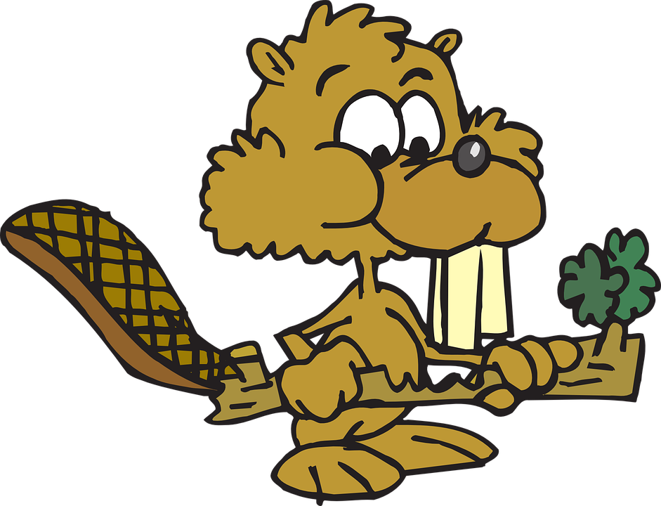 Cartoon Beaver Holding A Stick