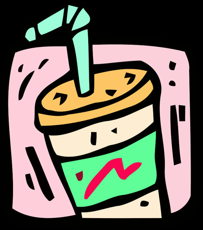 A Cartoon Of A Drink With A Straw