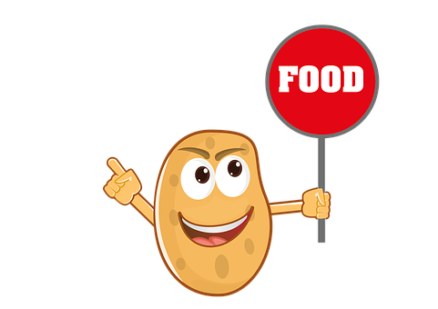 A Cartoon Potato Holding A Sign