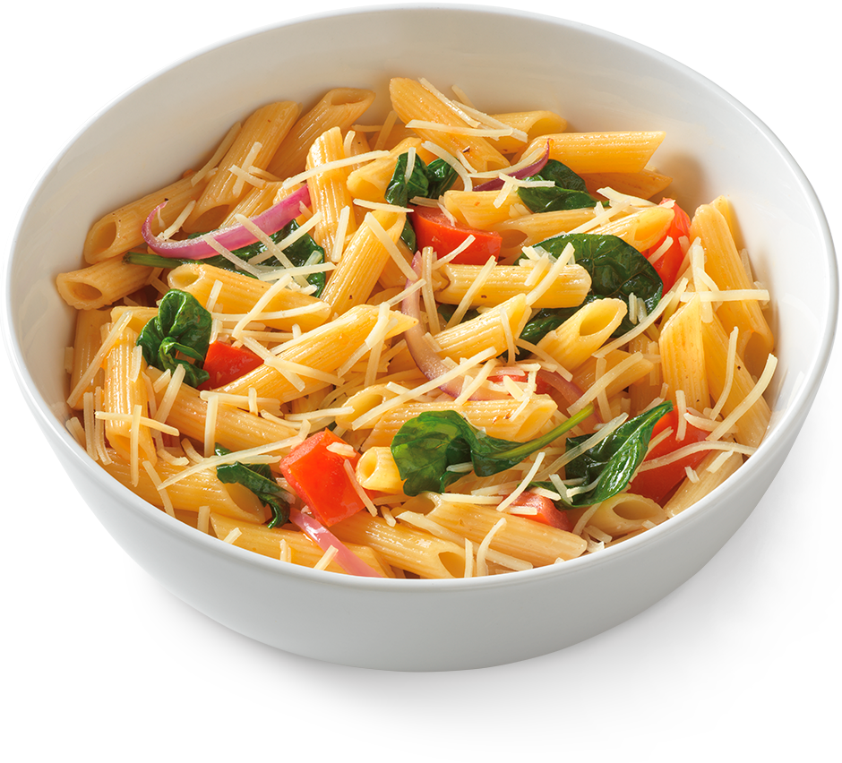 A Bowl Of Pasta With Cheese And Vegetables