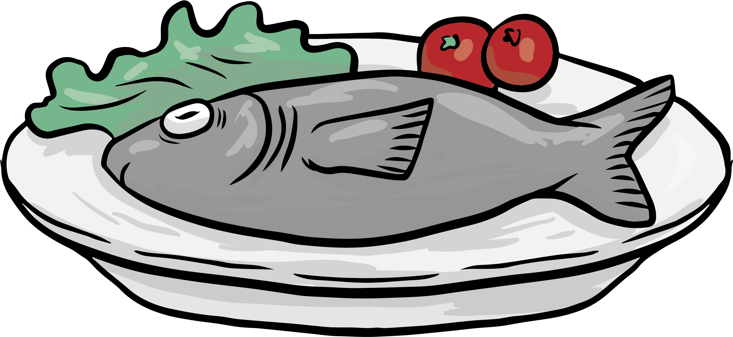 A Cartoon Of A Fish On A Plate