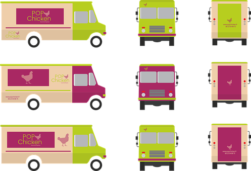 A Group Of Trucks With Different Colors