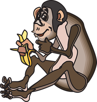 A Cartoon Monkey Holding A Banana