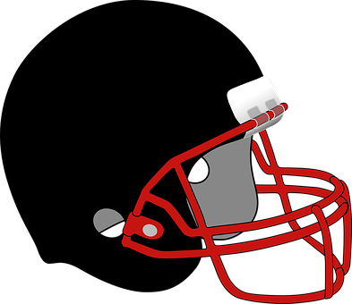 A Red And Grey Football Helmet