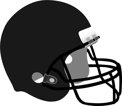 A Black Football Helmet With A White And Black Strap