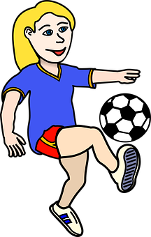 A Cartoon Of A Girl Kicking A Football Ball