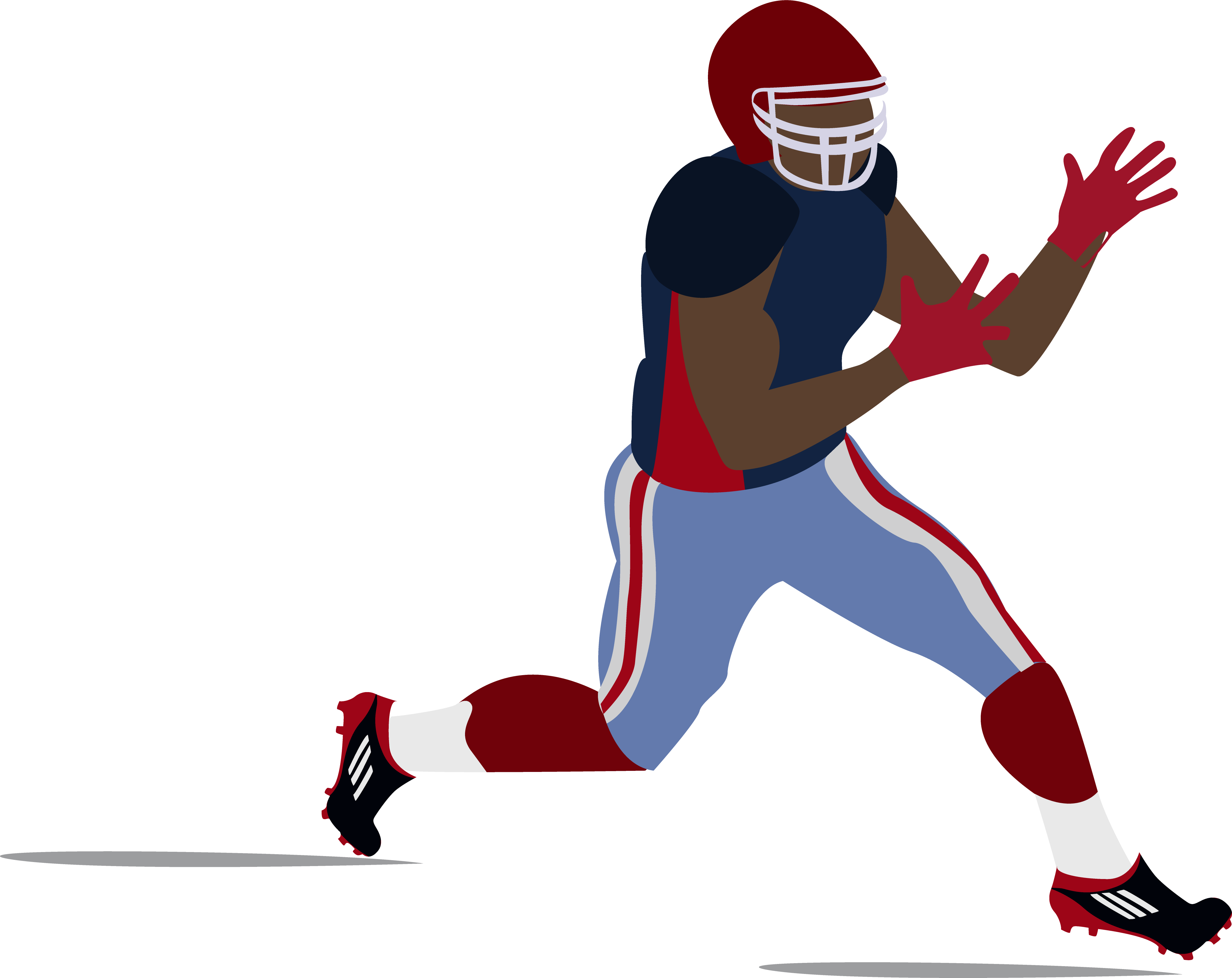 A Football Player Running With His Arms Out