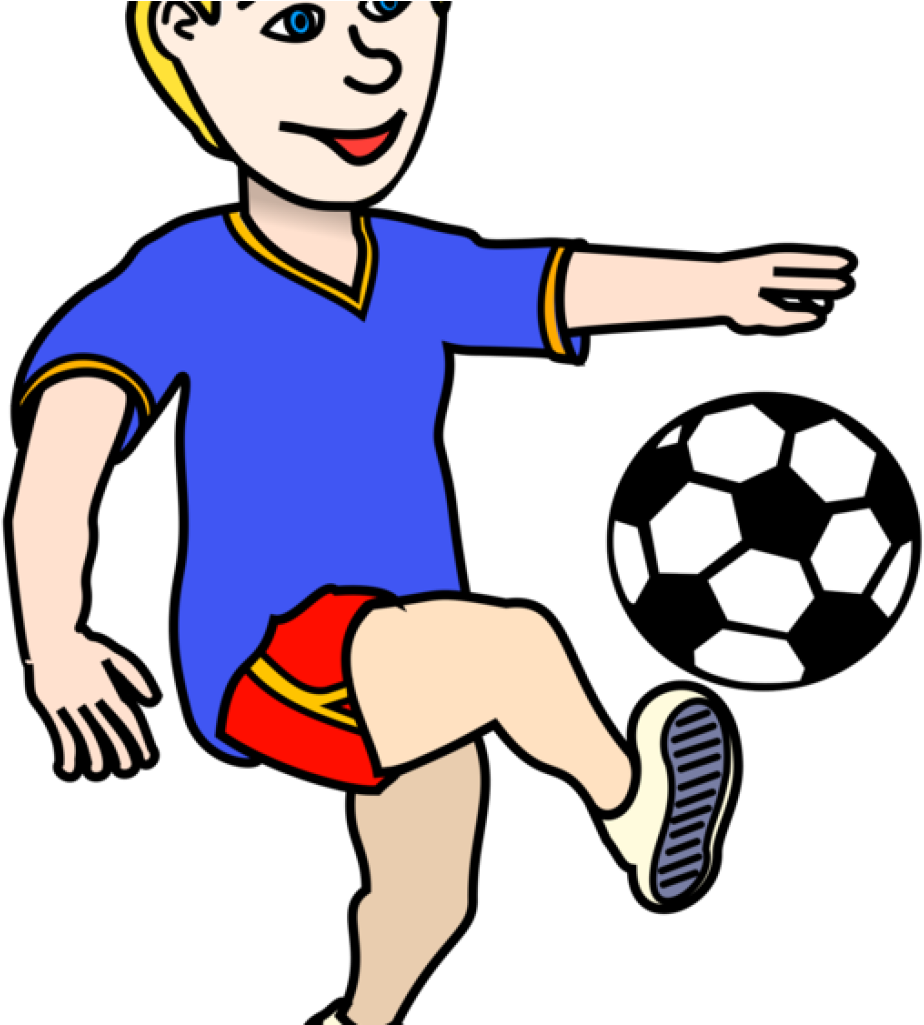 A Cartoon Of A Boy Kicking A Football Ball