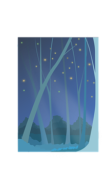 A Night Sky With Stars In The Trees