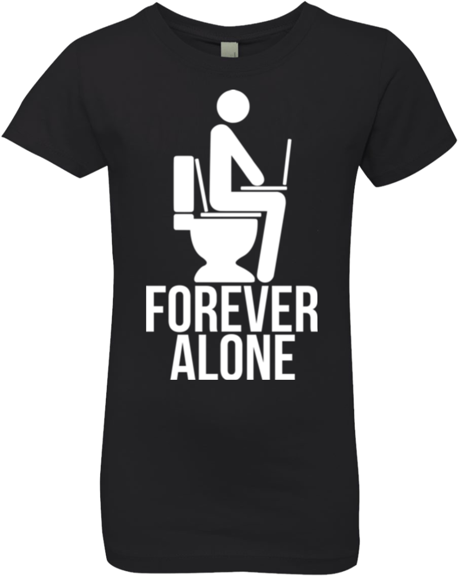 A Black Shirt With A Person Sitting On A Toilet