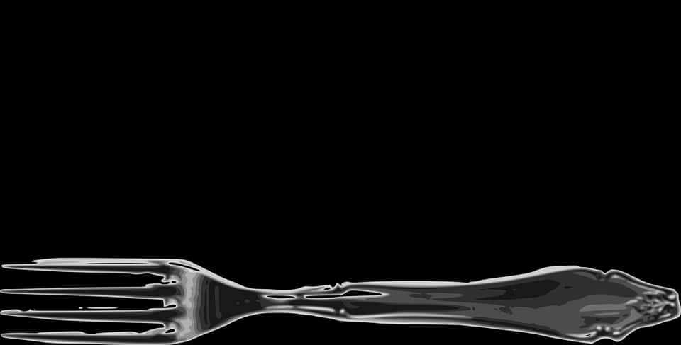 A Fork In Water On A Black Background