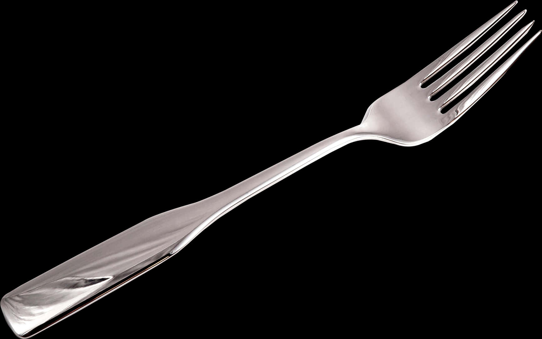 A Silver Fork On A Black Background