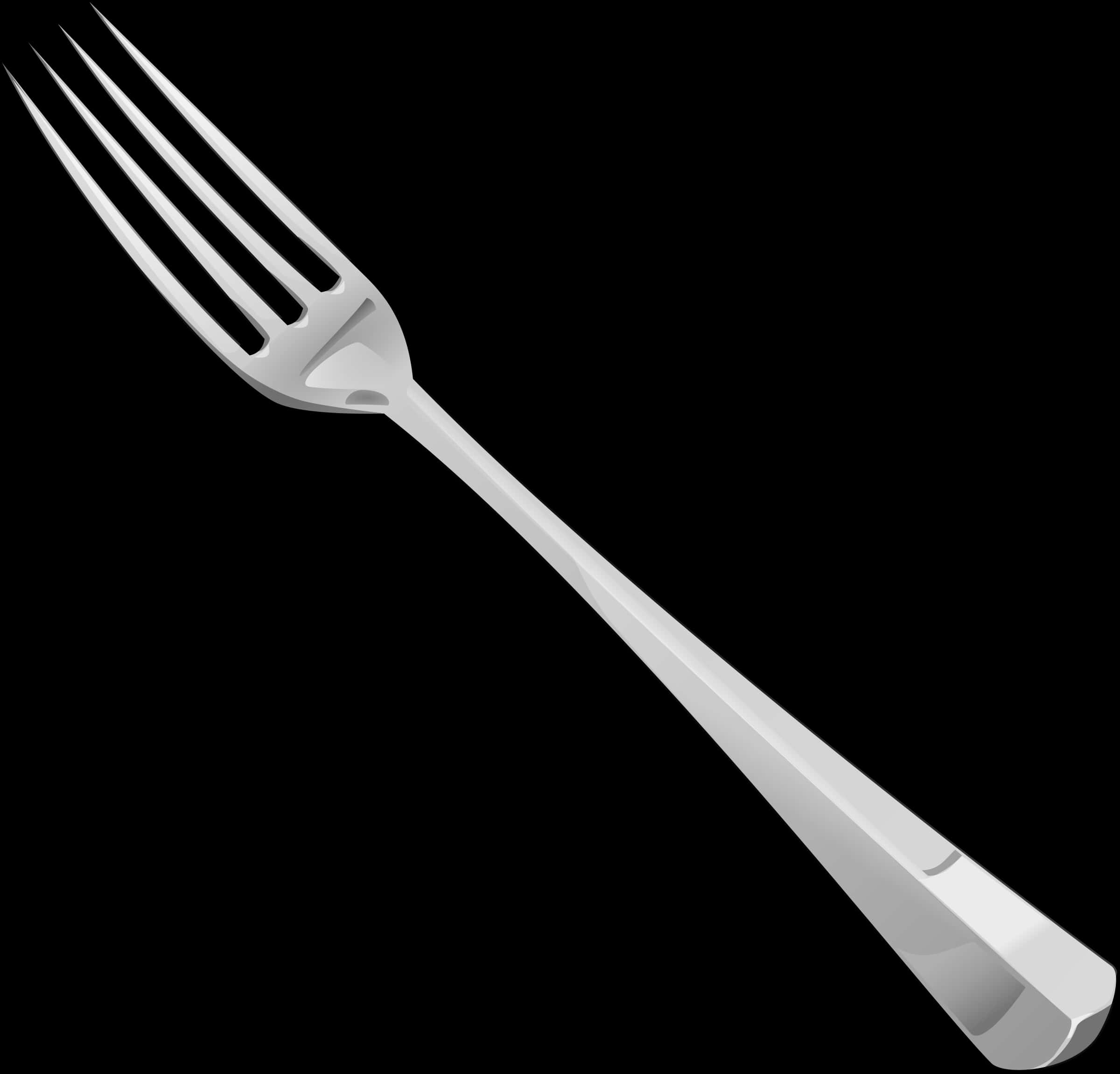 A Silver Fork On A Black Background