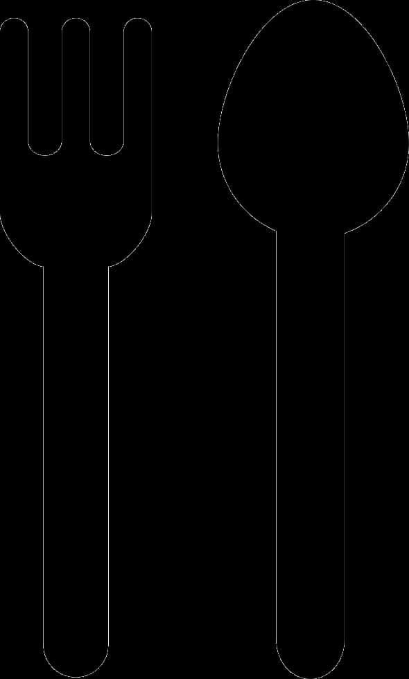A Black And White Image Of A Fork And Spoon
