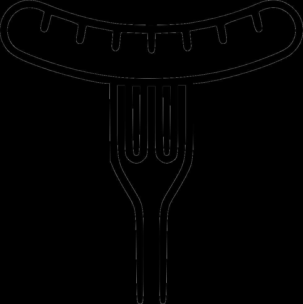A Black And White Drawing Of A Hot Dog On A Fork