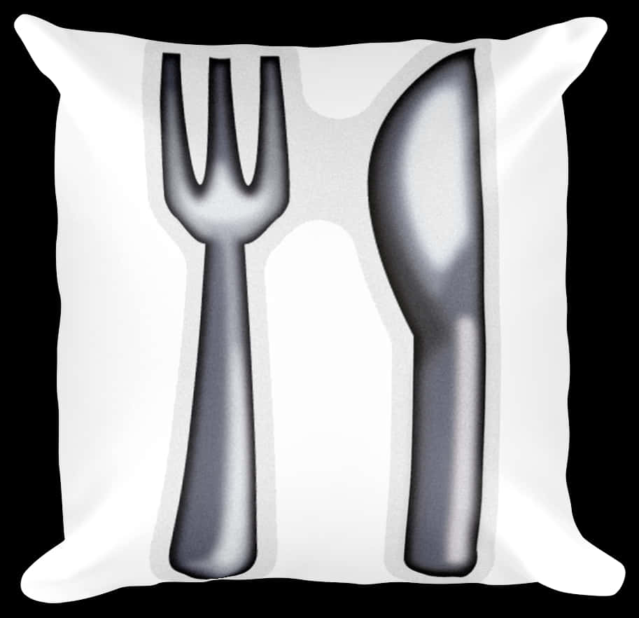 A Pillow With A Picture Of A Fork And Knife