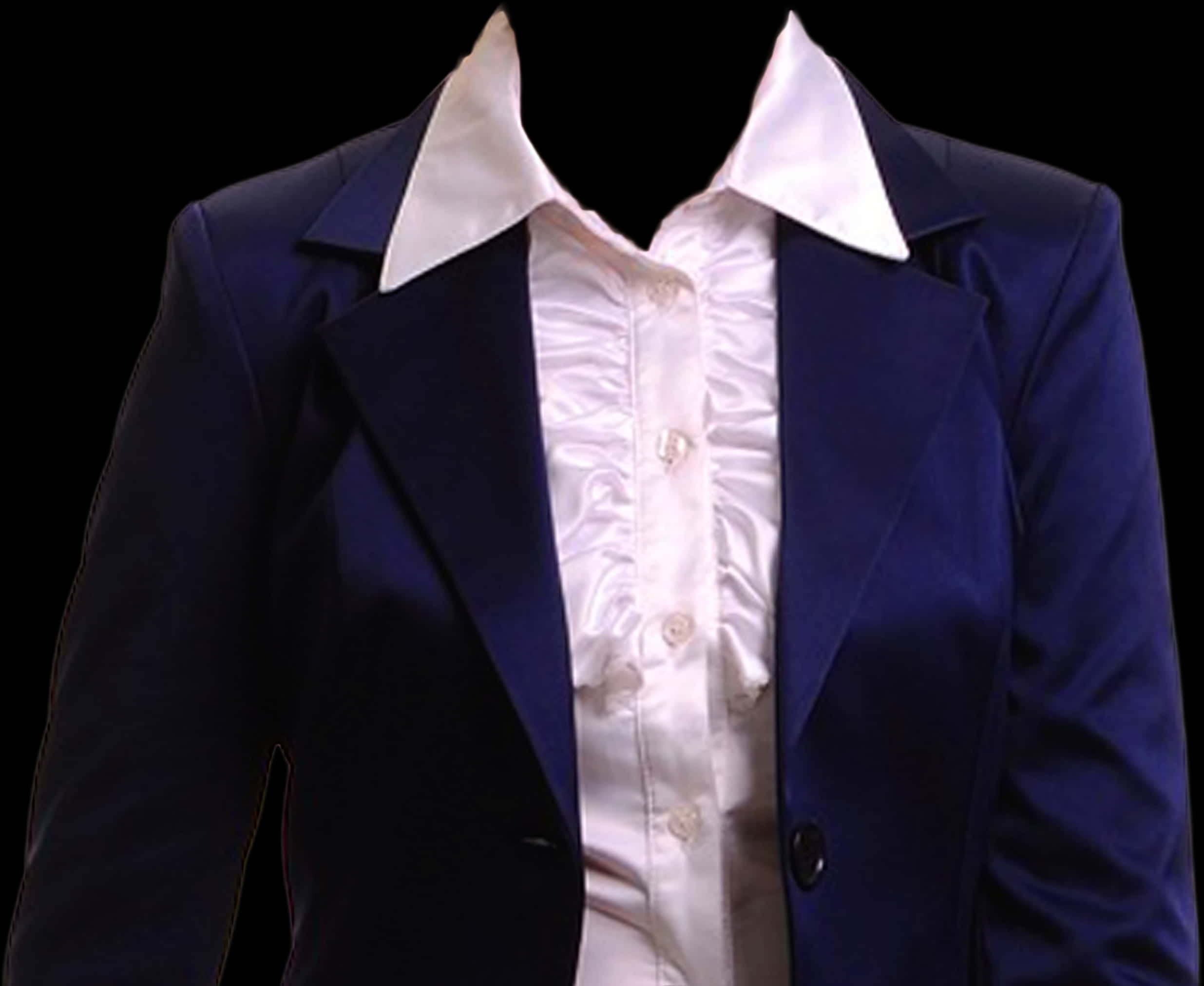 A Blue Jacket With White Shirt