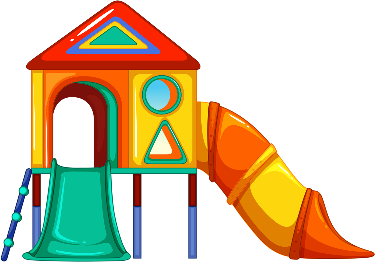A Colorful Play Structure With A Slide