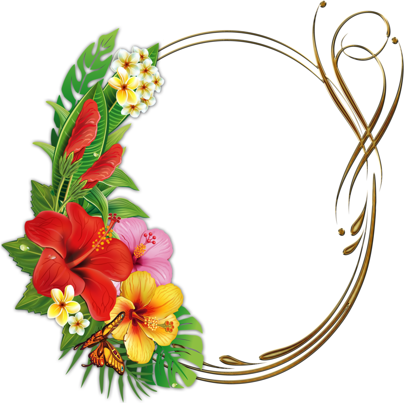 A Floral Frame With Flowers And Leaves