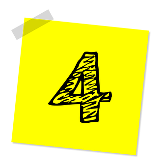 A Yellow Square With A Number Four
