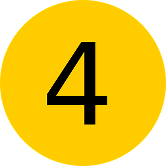 A Yellow Circle With A Number Four