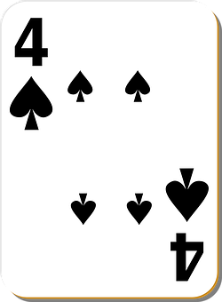 A Card With Four Of Spades And Symbols
