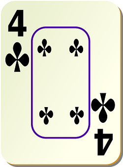 A Card With A Rectangular Rectangle And Four Of Clubs