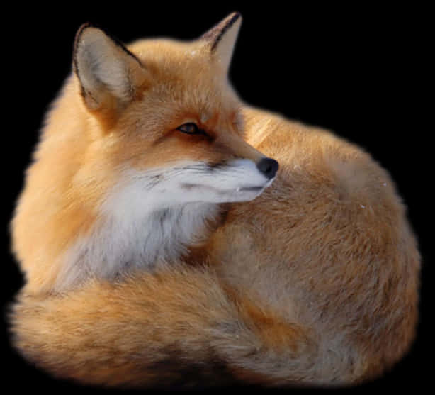 A Fox Curled Up In A Circle