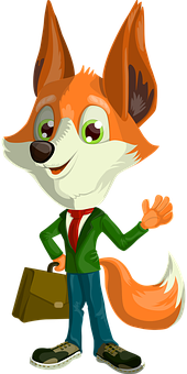 Cartoon Of A Fox Waving
