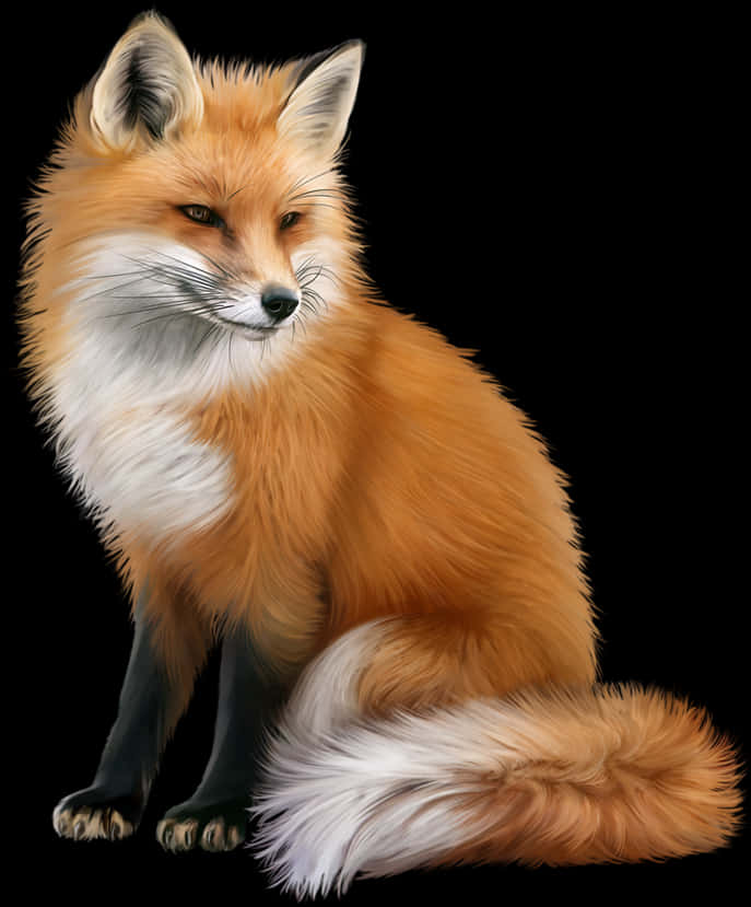 A Fox Sitting On A Black Background