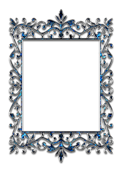 A Silver And Blue Ornate Frame