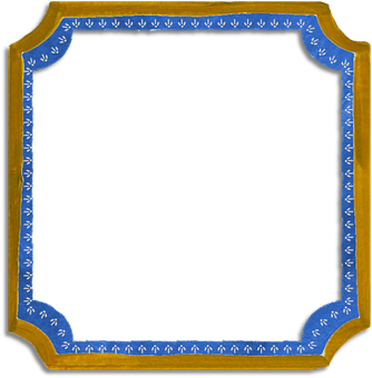 A Blue And Gold Frame With White And Blue Designs