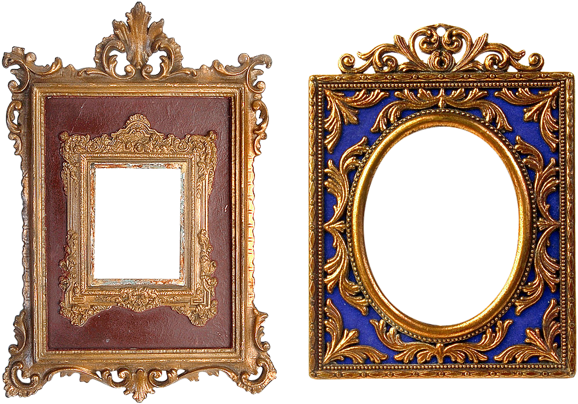 A Pair Of Gold And Blue Frames
