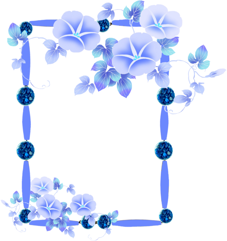 A Blue Flowers And Leaves On A Black Background