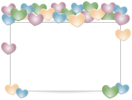 A White Rectangular Frame With Colorful Hearts