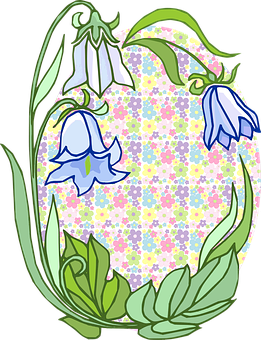 A Drawing Of Flowers In A Oval Shape