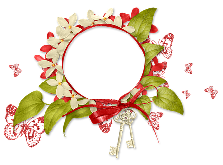 A Round Frame With Flowers And Leaves