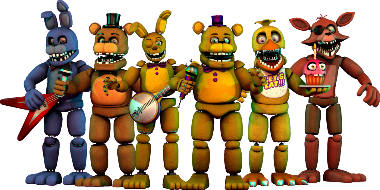 A Group Of Five Toy Characters