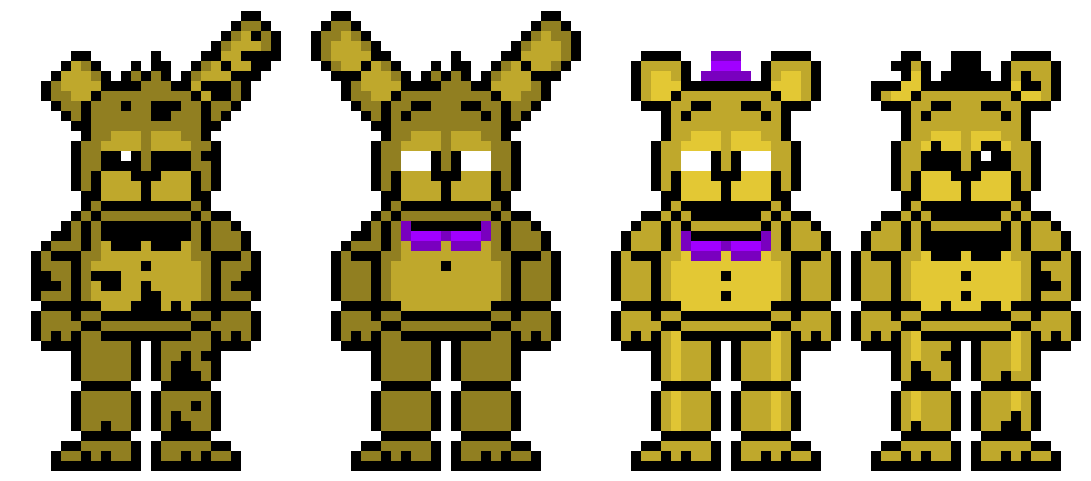 A Pixel Art Of A Couple Of Yellow Characters