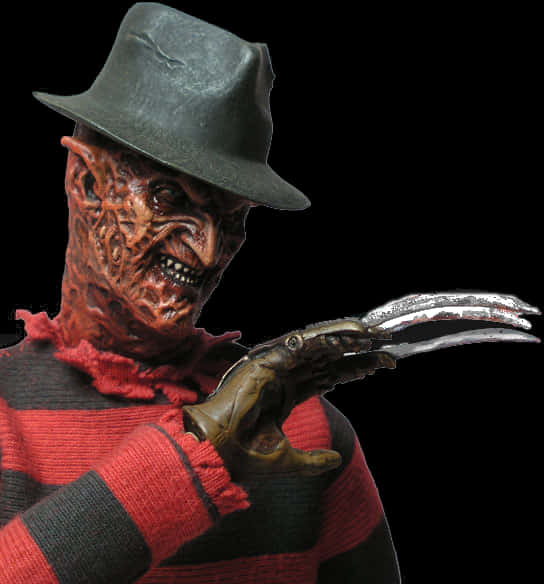 A Person In A Red And Black Striped Shirt Holding A Black Claw