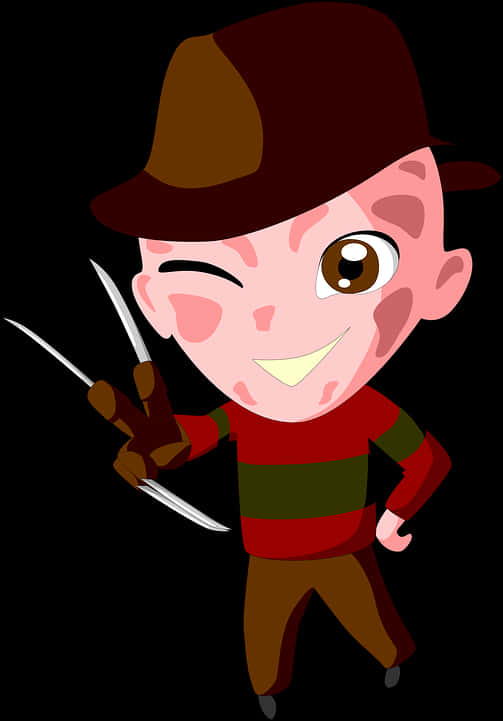 A Cartoon Of A Man With A Bloody Face Holding A Pair Of Claws