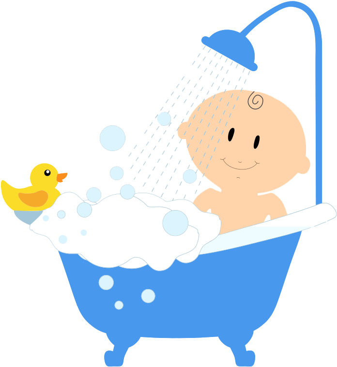A Cartoon Of A Baby In A Bathtub