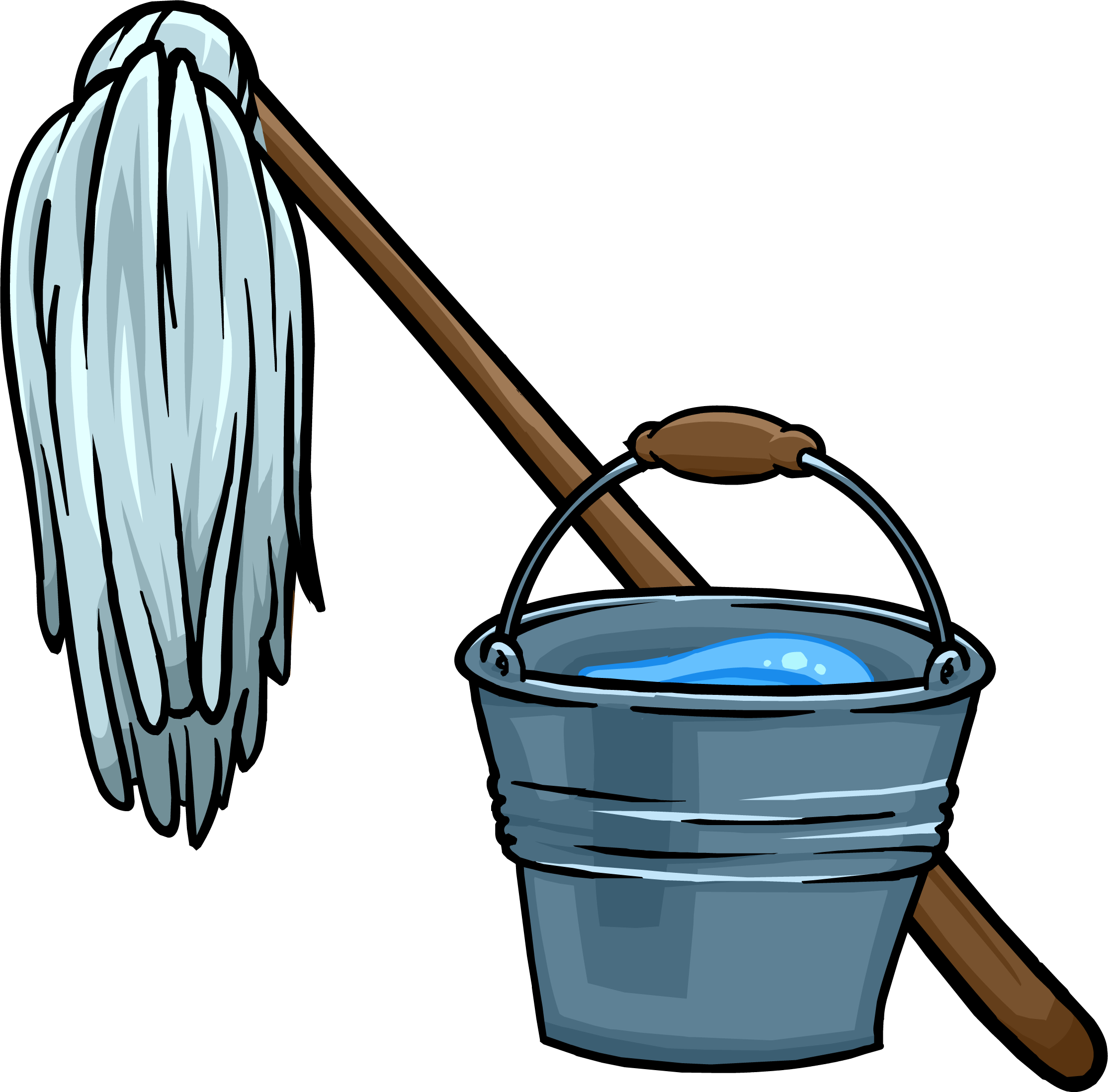 A Mop And Bucket With Water