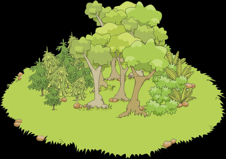 A Cartoon Of A Forest