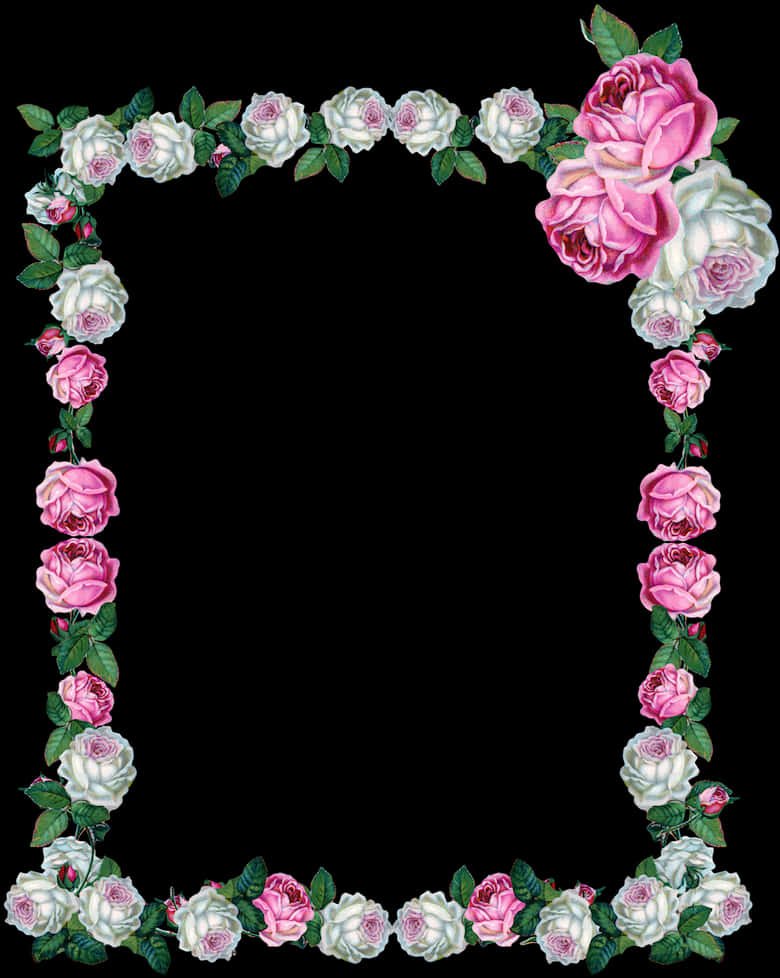 A Frame Of Roses And Leaves