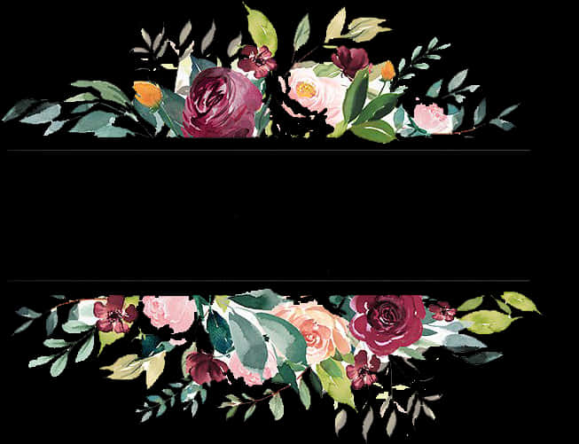 A Floral Arrangement On A Black Background