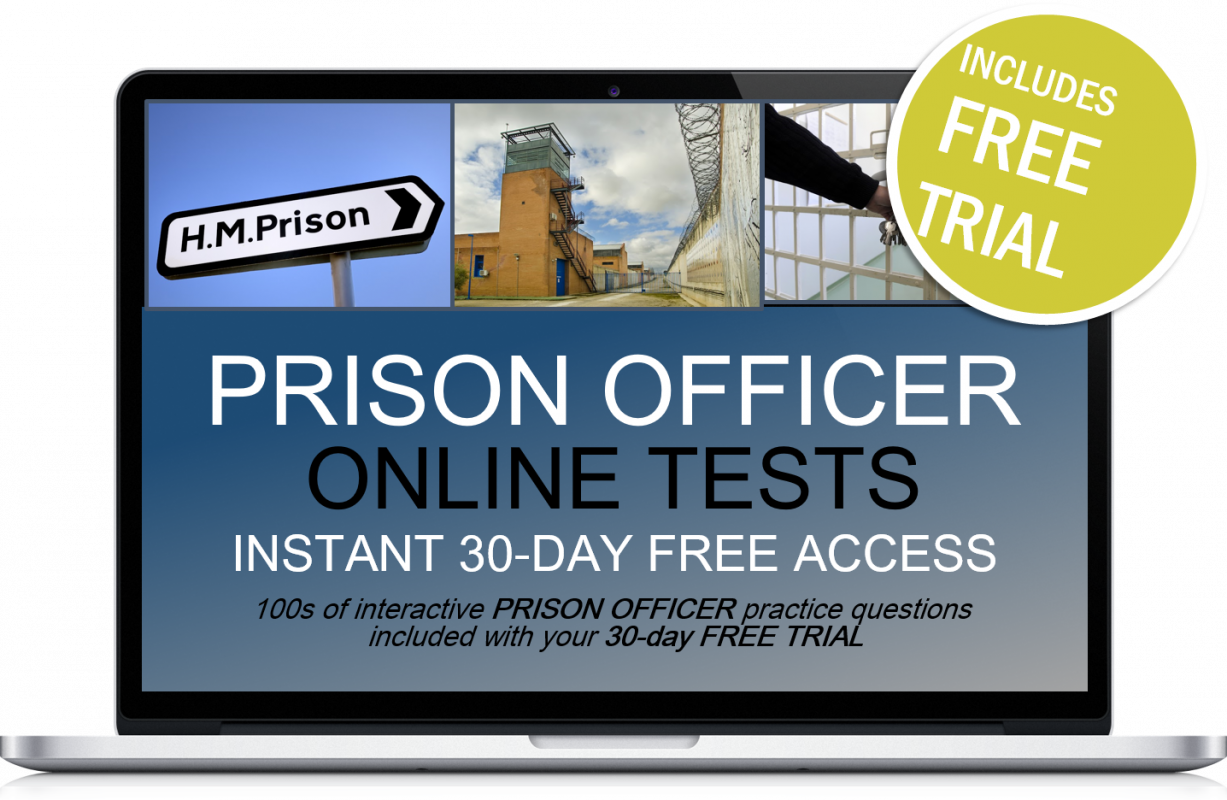 A Laptop With A Sign And A Prison Officer