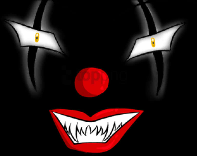 A Clown Face With Red Nose And White Eyes