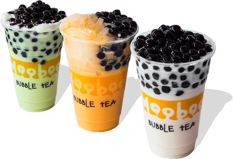 A Group Of Cups Of Bubble Tea